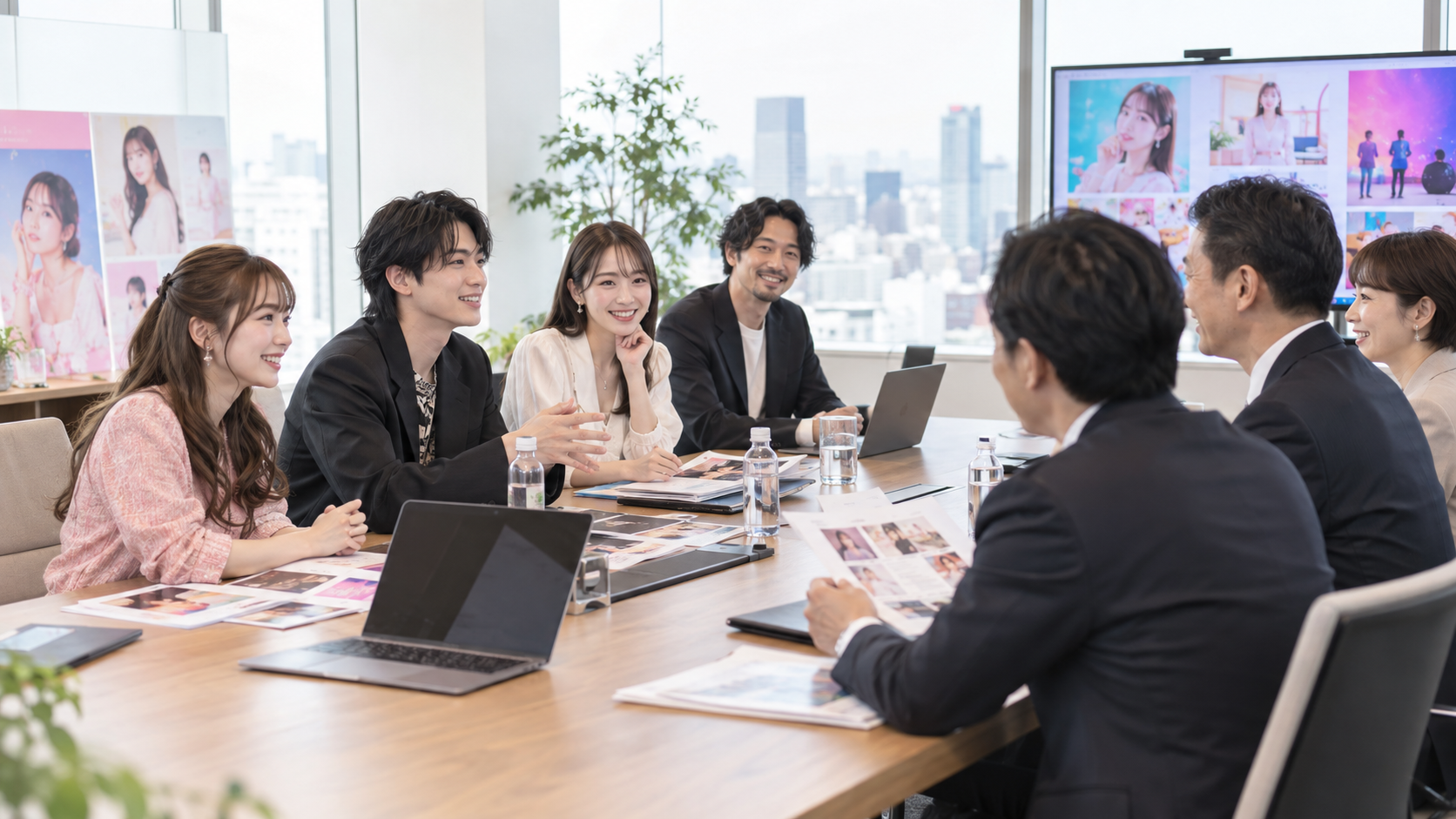 万宝商事株式会社と有限会社シュビドゥバーの戦略会議をイメージした画像